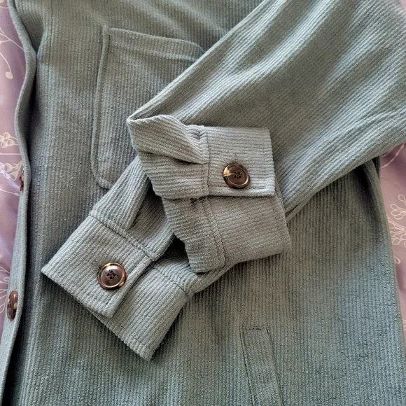 Maurices Slate Blue Ribbed Button-Up Shacket - Picture 3 of 4